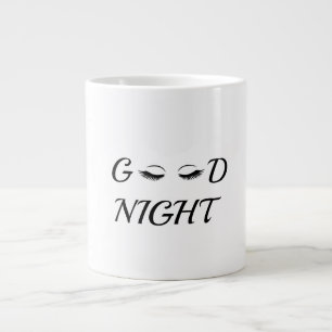 Good Night Eyelashes Feminine Relaxation Design Large Coffee Mug
