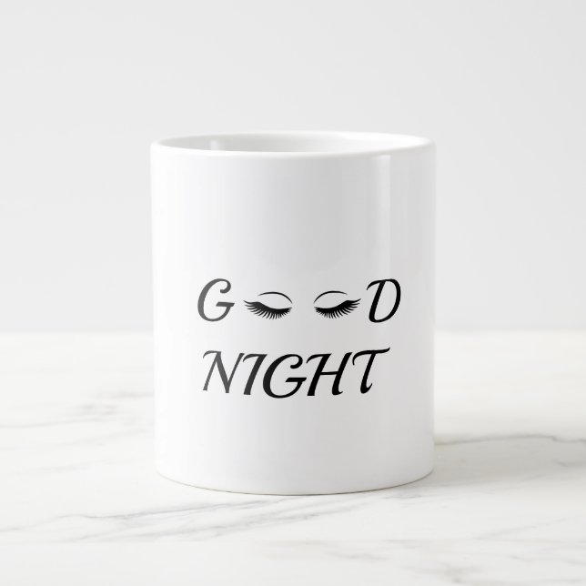 Good Night Eyelashes Feminine Relaxation Design Large Coffee Mug (Front)