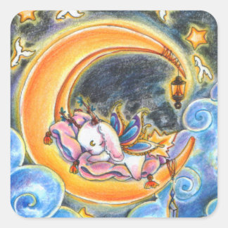Good night Fairycore Sweet sleep on the moon Square Sticker