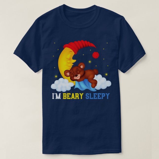 Good Night Moonlight Sleeping Bear Sleeping T-Shirt (Design Front)
