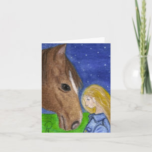 Good Night My Friend Horse and Girl Note Card