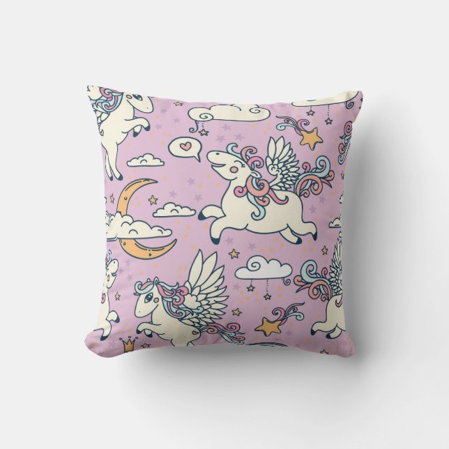 Good Night Pegasus: Cute Cartoon Cushion (Front)