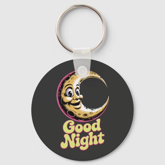 Good Night Retro Moon  Key Ring (Front)