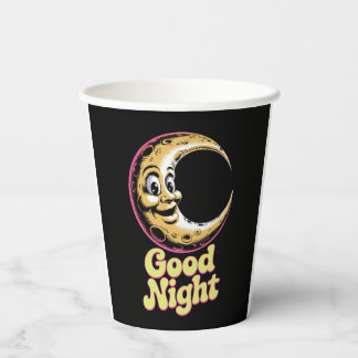 Good Night Retro Moon  Paper Cups