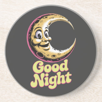 Good Night Retro Moon Sandstone Coaster 