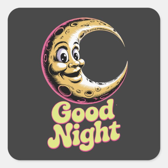 Good Night Retro Moon  Square Sticker (Front)