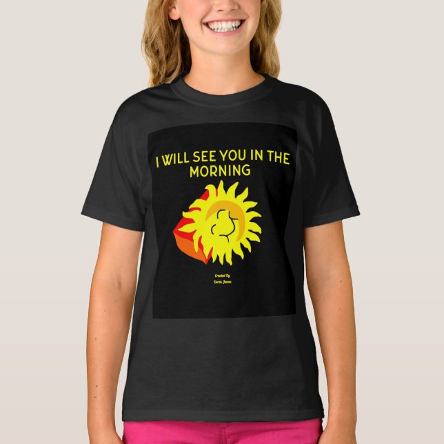 Good Night Sun Girls Black Basic T Shirt (Front)