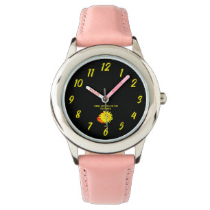 Good Night Sun Kids Pink Leather Watch