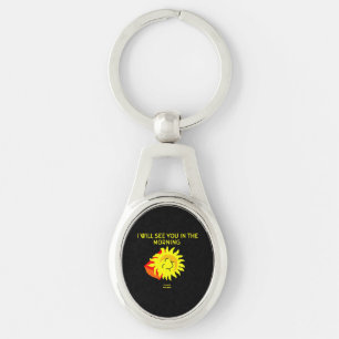 Good Night Sun Oval Keychain