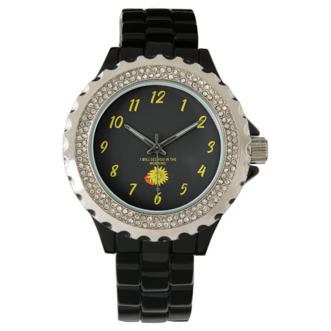 Good Night Sun Women's Rhinestone Watch  (Front)