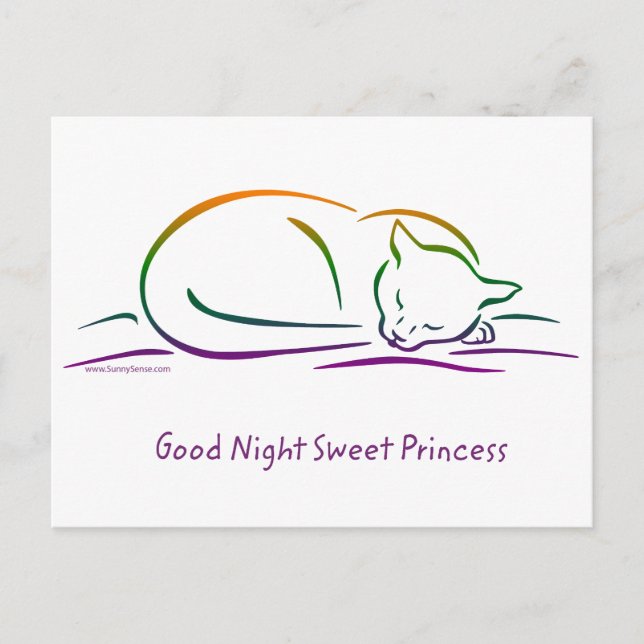 Good Night Sweet Princess (Cat) Postcard (Front)
