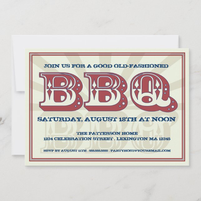 Good Old BBQ Country Style Party Invitation (Front)