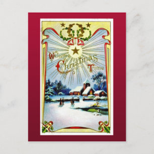 Good Old Christmas Holiday Postcard