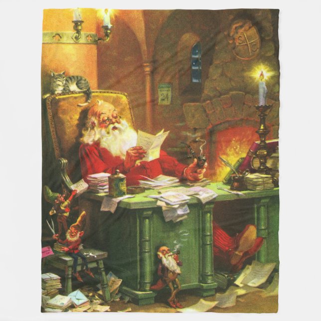 Good Old Santa Claus Fleece Blanket (Front)