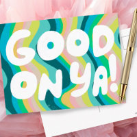 GOOD ON YA Bubble Letters Pink Green Stripes