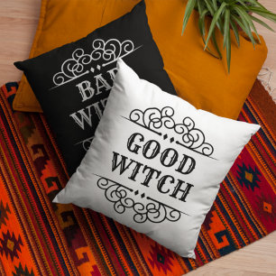 Good or Bad Witch Black Reversible Halloween Cushion