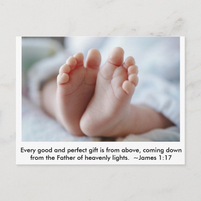 Good & Perfect Gift ~ Pregnancy Announcement Postcard (Front)