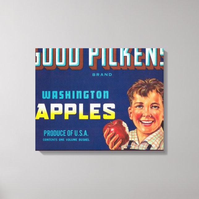 Good Pickens Apple Label - Cashmere, WA Canvas Print (Front)