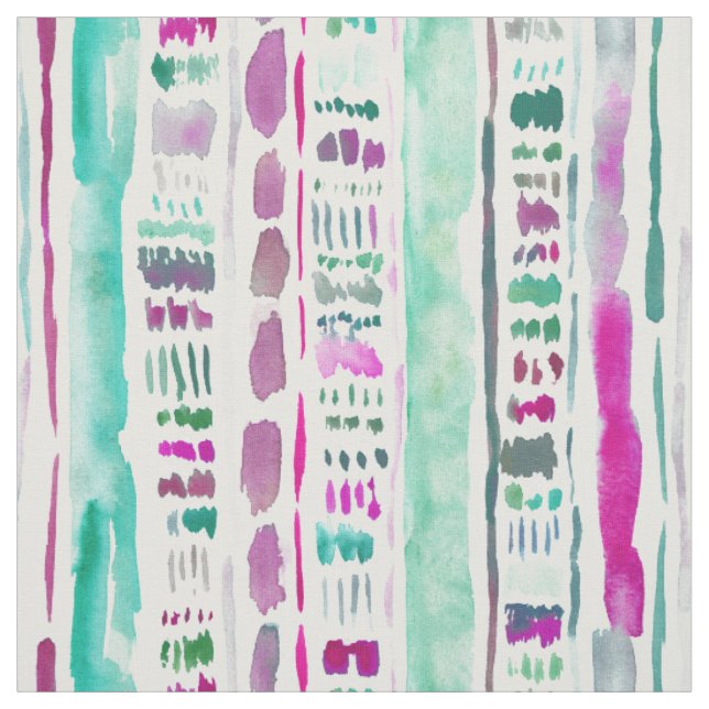 GOOD REACTION Aqua Beachy Brushstroke Stripe Fabric (Swatch)