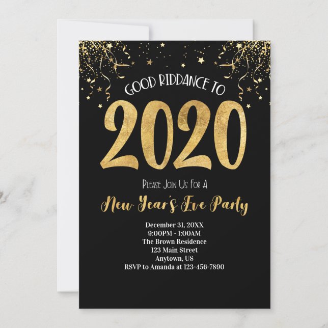 Good Riddance To 2020 New Year's 2021 Invitation (Front)