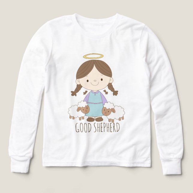 Good Shepherd Cute Christian Kids Shirt (Design Front)