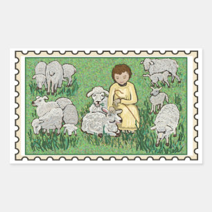 Good Shepherd Fake stamp Rectangular Sticker