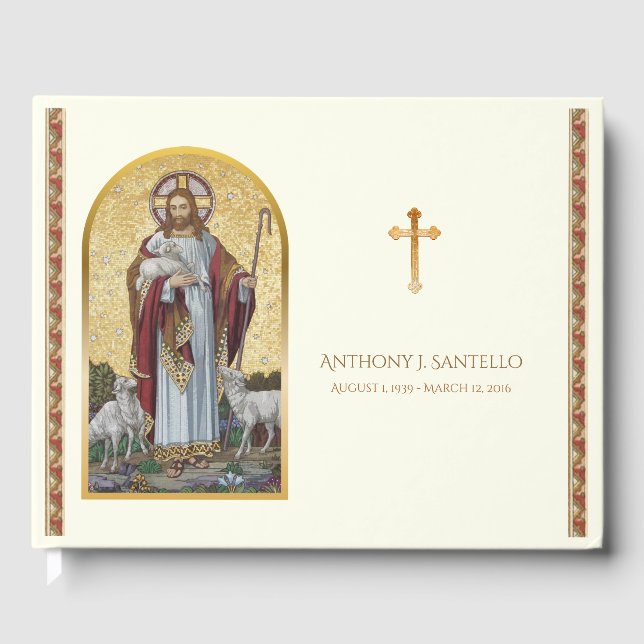 Good Shepherd Jesus Funeral Memorial Guest Book (Front)