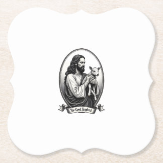Good Shepherd Jesus Vintage Engraving Faith Shirt  Paper Coaster