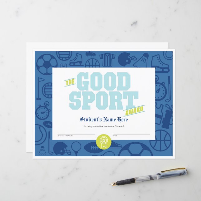 Good Sport Certificate (Front/Back In Situ)