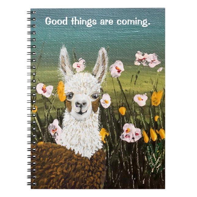 Good Things Are Coming Mama Llama Notebook (Front)