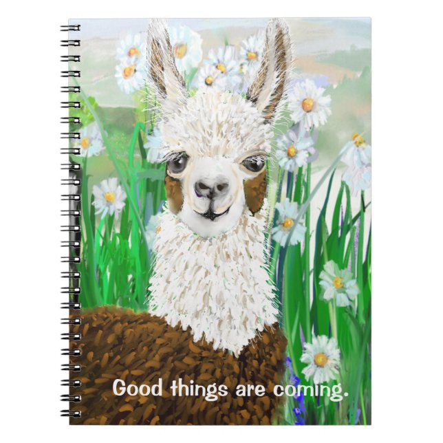 Good Things Are Coming Mama Llama Notebook (Front)