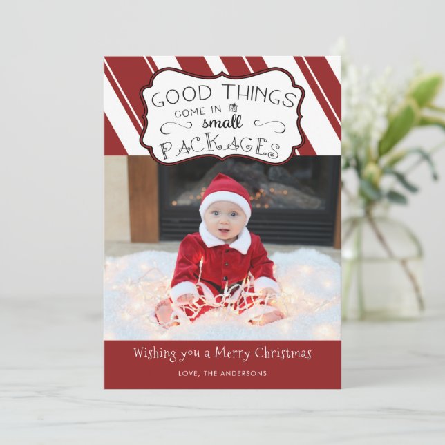 Good Things Come in Small Packages Christmas Photo Holiday Card (Standing Front)