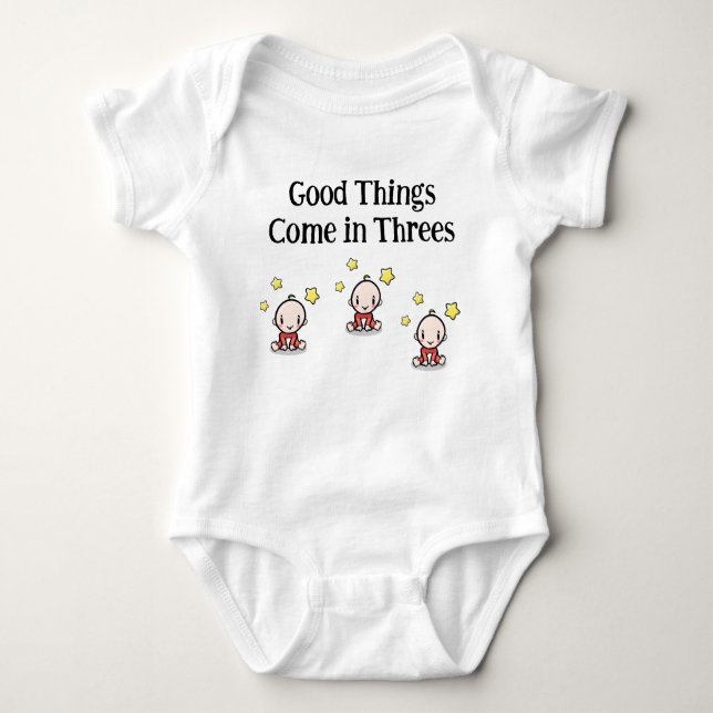 Good Things Come In Threes, Triplet Babies Gift, Baby Bodysuit (Front)