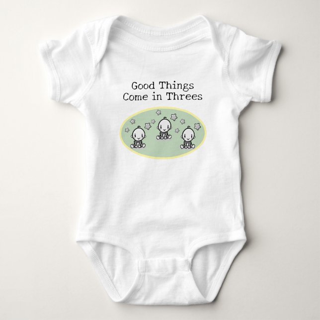 Good Things Come In Threes, Triplet Babies Gift, Baby Bodysuit (Front)