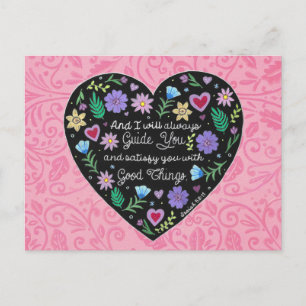 Good Things Floral Heart Personalized Holiday Postcard