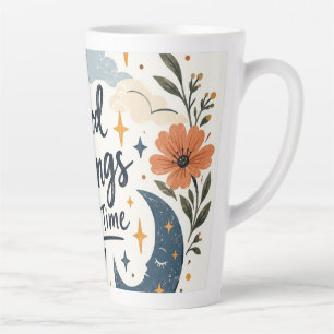 Good Things Take Time Boho Sun and Moon  Latte Mug