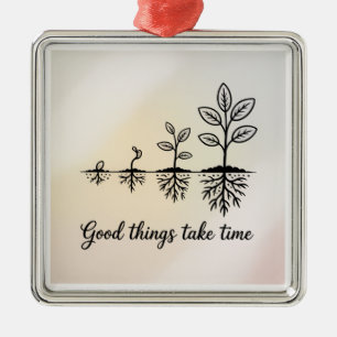 Good Things Take Time Metal Tree Decoration
