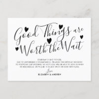Good Things Worth The Wait Wedding Postponement