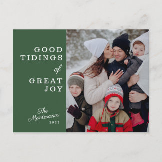Good Tiding of Great Joy Christmas Postcard- green Holiday Postcard