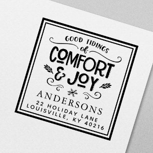 Good Tidings Of Comfort & Joy Christmas Address Self-inking Stamp