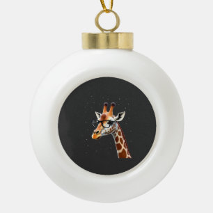 Good Time Hipster Giraffe T-Shirt Men's Women's Ch Ceramic Ball Christmas Ornament