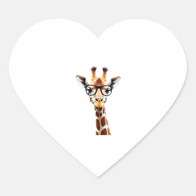 Good Time Hipster Giraffe T-Shirt Men's Women's Ch Heart Sticker (Front)