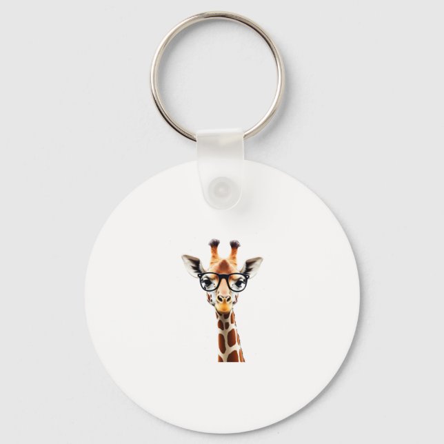 Good Time Hipster Giraffe T-Shirt Men's Women's Ch Key Ring (Front)