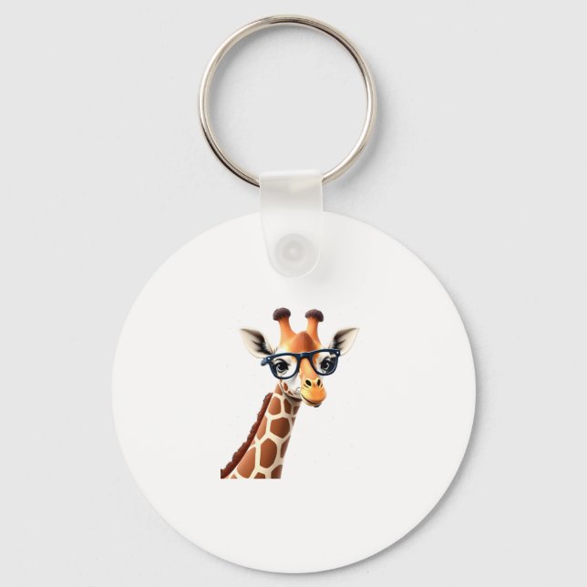 Good Time Hipster Giraffe T-Shirt Men's Women's Ch Key Ring (Front)