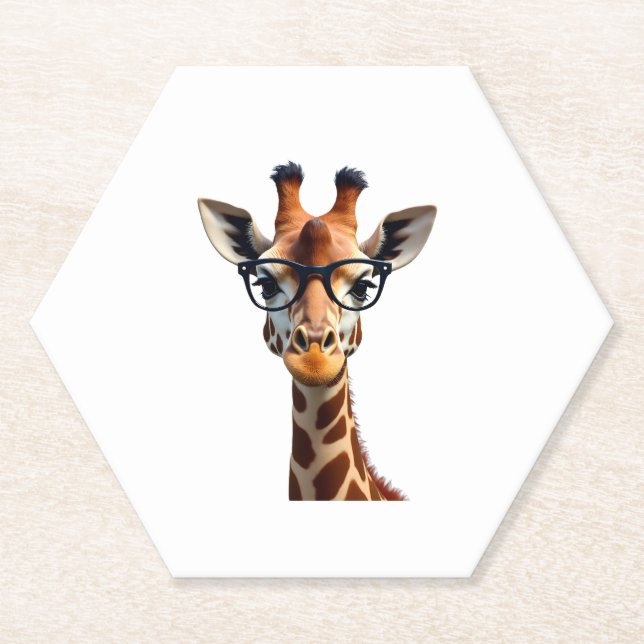 Good Time Hipster Giraffe T-Shirt Men's Women's Ch Paper Coaster (Front)