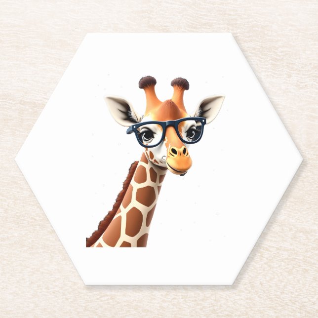 Good Time Hipster Giraffe T-Shirt Men's Women's Ch Paper Coaster (Front)