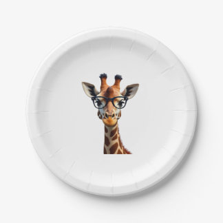 Good Time Hipster Giraffe T-Shirt Men's Women's Ch Paper Plate