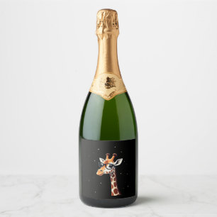 Good Time Hipster Giraffe T-Shirt Men's Women's Ch Sparkling Wine Label