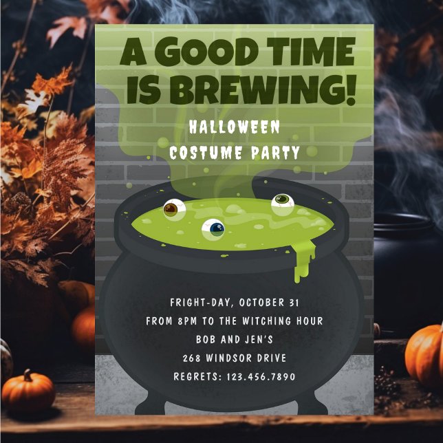 Good Time is Brewing ! Halloween Costume Party  Invitation (Creator Uploaded)