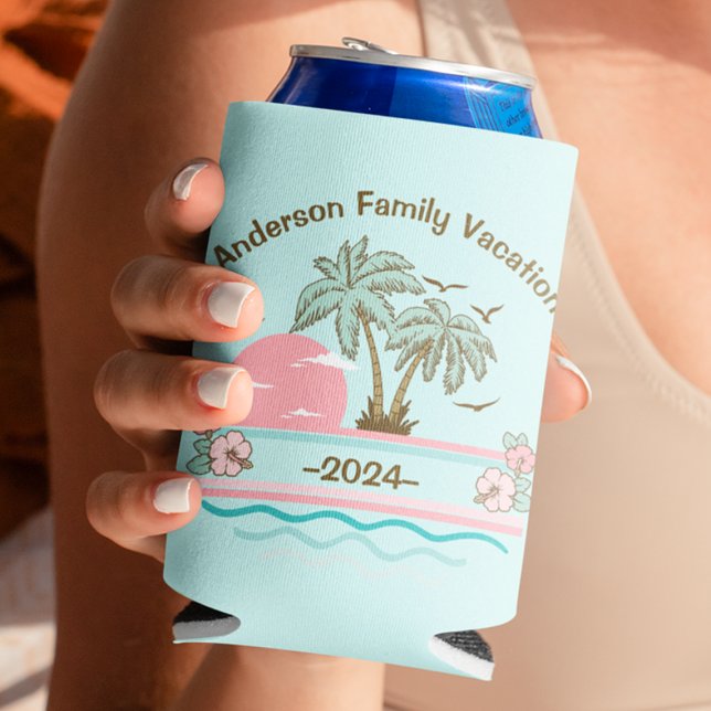 Good Times Ahead Surfboard Family Beach Vacation Can Cooler (Creator Uploaded)